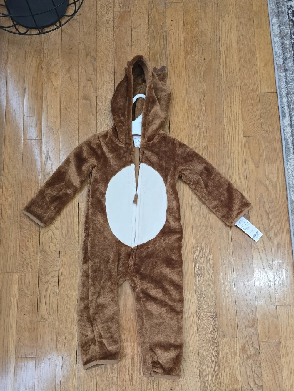 CARTER'S BABY BOYS BROWN FLEECE REINDEER ZIPPERED 1 PIECE OUTFIT SIZE 24 MONTHS